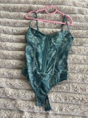 Women's Floral Print Bustier Top in Sage Green